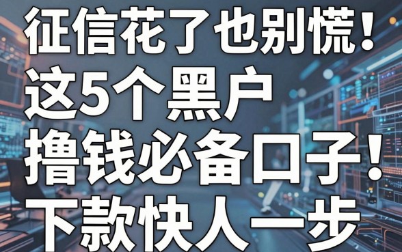 征信花了也别慌!这5个黑户撸钱必备口子,下款快人一步