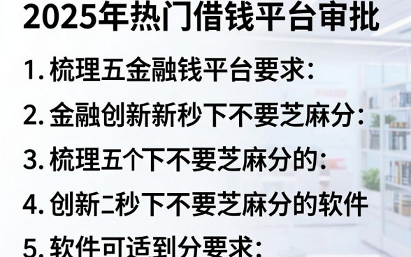 2025年热门借钱平台审批，梳理五个金融创新秒下不要芝麻分的软件