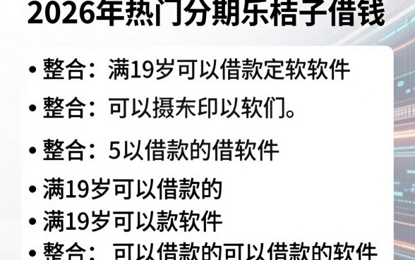 2026年热门分期乐桔子借钱,整合5个满19岁可以借款的软件