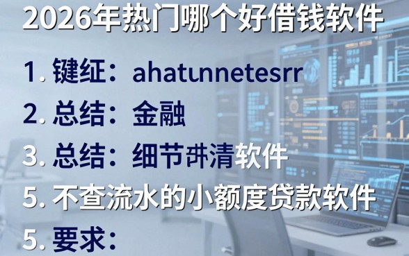 2026年热门哪个好借钱软件，总结5个不查流水的小额度贷款软件