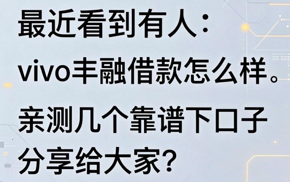 最近看到有人问vivo丰融借款怎么样,亲测几个靠谱下款口子分享给大家