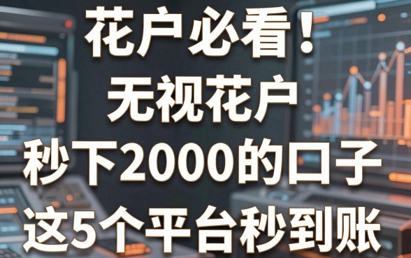 花户必看!无视花户秒下2000的口子,这5个平台秒到账!