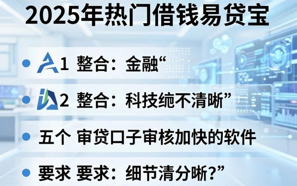 2025年热门借钱易贷宝,整合五个审贷口子审核加快的软件