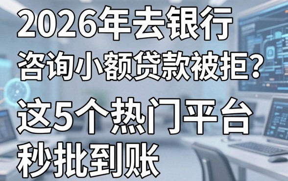 2026年去银行咨询小额贷款被拒？这5个热门平台秒批到账！