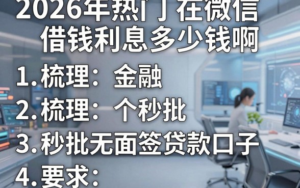 2026年热门在微信借钱利息多少钱啊，梳理五个秒批无面签贷款口子
