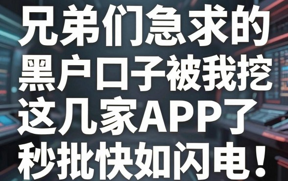 兄弟们急求的黑户口子被我挖到了！这几家APP秒批快如闪电！