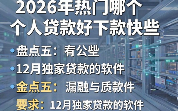 2026年热门哪个个人贷款好下款快些,盘点五个12月独家贷款的软件