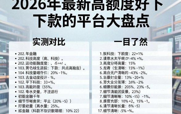 2026年最新高额度好下款的平台大盘点，实测对比一目了然！