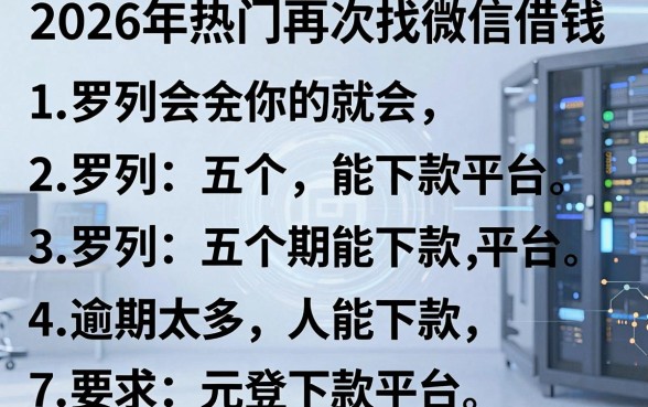 2026年热门再次找微信借钱,罗列五个逾期太多能下款平台