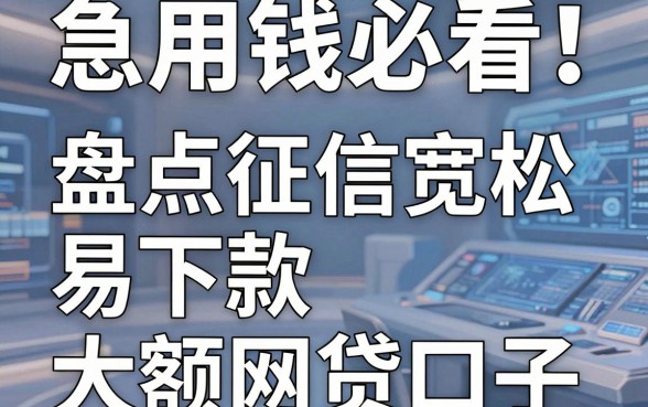 急用钱必看！盘点5个征信宽松、易下款的大额网贷口子