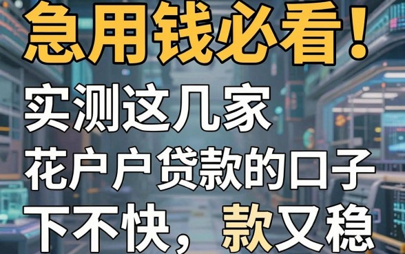 急用钱必看!实测这几家花户户贷款的口子,下款快又稳!