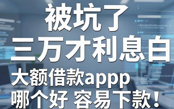 被坑了三万利息才明白：大额借款app哪个好容易下款