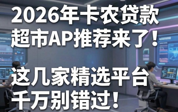 2026年卡农贷款超市APP推荐来了!这几家精选平台千万别错过