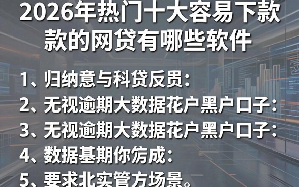 2026年热门十大容易下款的网贷有哪些软件,归纳五个无视逾期大数据花户黑户口子