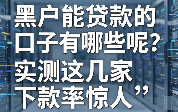 黑户能贷款的口子有哪些呢？实测这几家下款率惊人，速看！