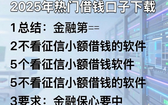 2025年热门借钱口子下载,总结5个不看征信小额借钱的软件