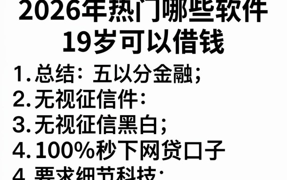 2026年热门哪些软件19岁可以借钱,总结五个无视征信黑白100%秒下网贷口子