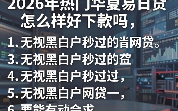 2026年热门华夏易日贷怎么样好下款吗，罗列5个无视黑白户秒过的网贷