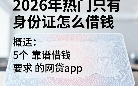 2026年热门只有身份证怎么借钱,概括5个靠谱借钱的网贷app