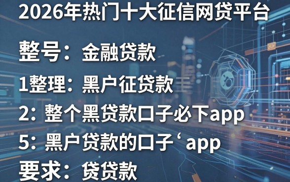 2026年热门十大征信网贷平台,整理五个黑户贷款的口子必下app