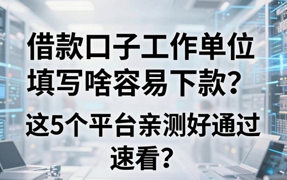 借款口子工作单位填写啥容易下款？这5个平台亲测好通过，速看！