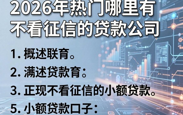 2026年热门哪里有不看征信的贷款公司,概括5个正规不看征信的小额贷款口子