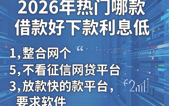 2026年热门哪款借款好下款利息低,整合5个不看征信网贷平台放款快的软件