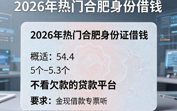 2026年热门合肥身份证借钱，概括5个不看欠款的贷款平台