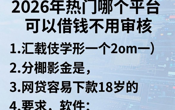 2026年热门哪个平台可以借钱不用审核，汇总五个网贷容易下款18岁的软件