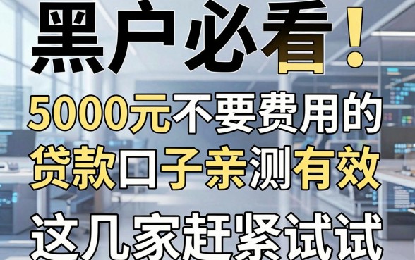 黑户必看！5000元不要费用的贷款口子亲测有效，这几家赶紧试试