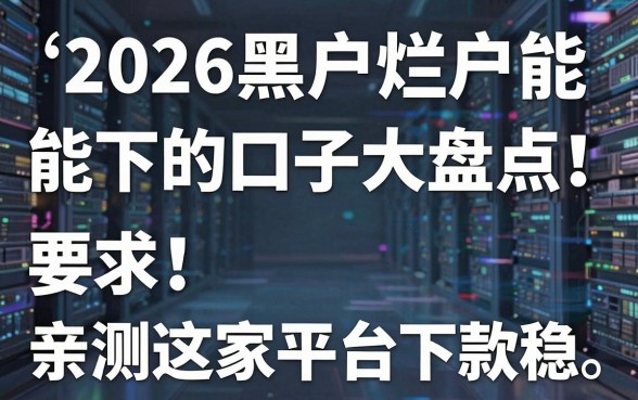 2026黑户烂户能下的口子大盘点!亲测这几家平台下款稳