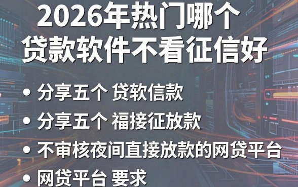 2026年热门哪个贷款软件不看征信好,分享五个不审核夜间直接放款的网贷平台