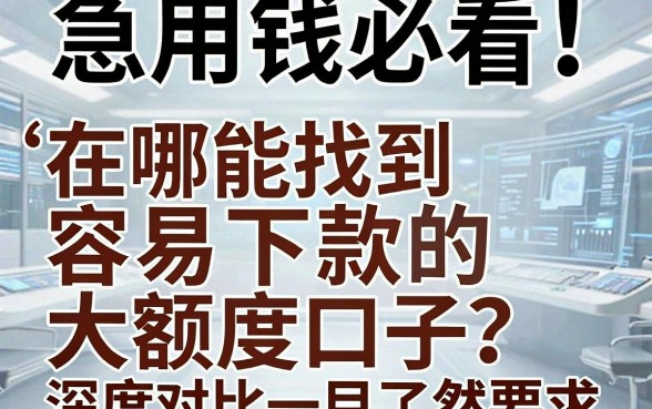 急用钱必看！在哪能找到容易下款的大额度口子？深度对比一目了然