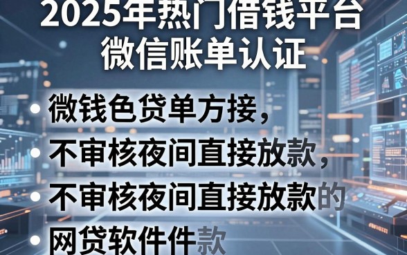 2025年热门借钱平台微信账单认证,整合五个不审核夜间直接放款的网贷软件