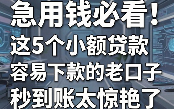急用钱必看！这5个小额贷款容易下款的老口子，秒到账太惊艳了