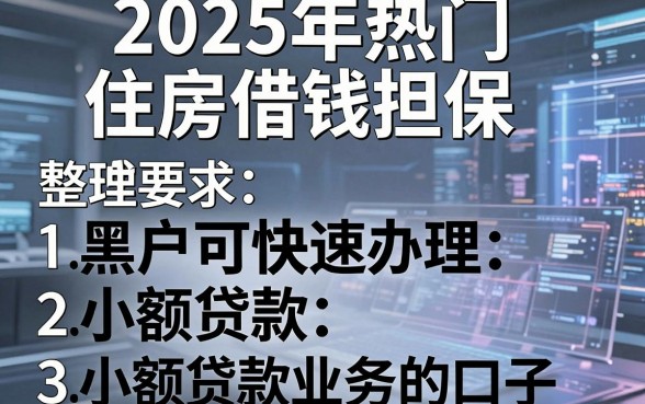 2025年热门住房借钱担保，整理五个黑户可快速办理小额贷款业务的口子