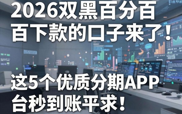 2026双黑百分百下款的口子来了！这5个优质分期APP平台秒到账