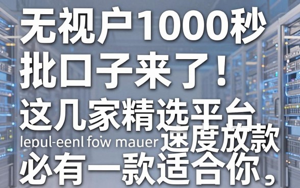 无视花户1000秒批口子来了！这几家精选平台速度放款必有一款适合你