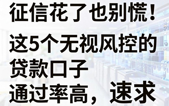 征信花了也别慌！这5个无视风控的贷款口子通过率高，速看