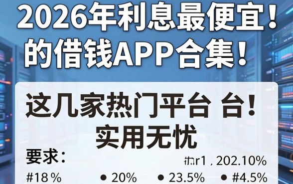 2026年利息最便宜的借钱APP合集!这几家热门平台实用无忧