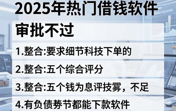 2025年热门借钱软件审批不过,整合五个综合评分不足有负债都能下款软件