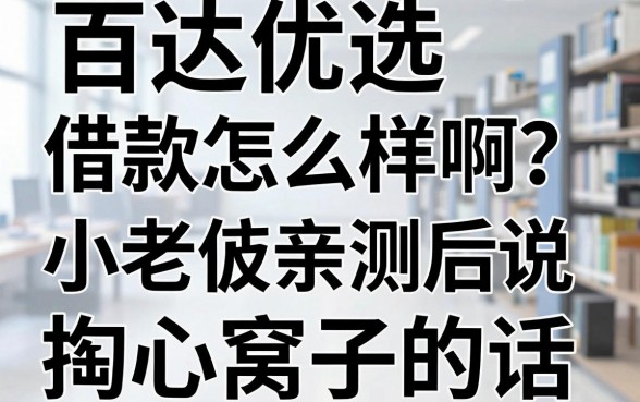 百达优选借款怎么样啊?小老板亲测后说几句掏心窝子的话
