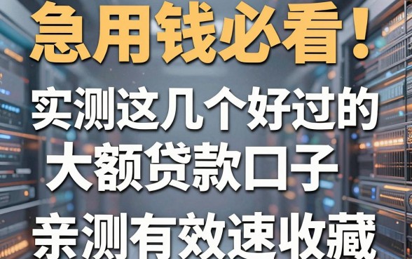 急用钱必看!实测这几个好过的大额贷款口子,亲测有效速收藏