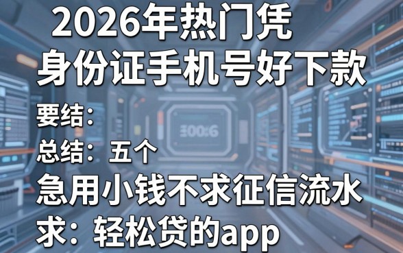 2026年热门凭身份证手机号好下款,总结五个急用小钱不求征信流水轻松贷的app