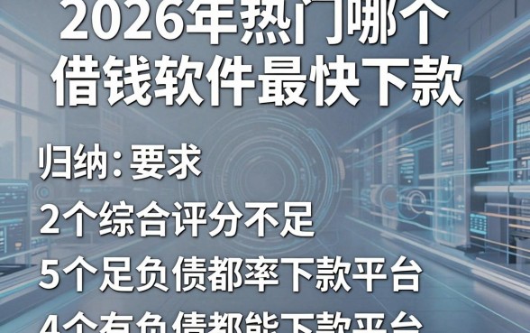 2026年热门哪个借钱软件最快下款，归纳五个综合评分不足有负债都能下款平台