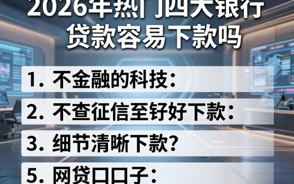 2026年热门四大银行贷款容易下款吗，归纳五个不查征信好下款的网贷口子