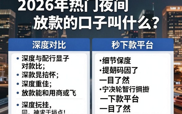2026年热门夜间放款的口子叫什么？深度对比，秒下款平台一目了然！