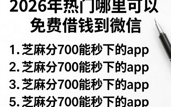 2026年热门哪里可以免费借钱到微信,整理5个芝麻分700能秒下的app