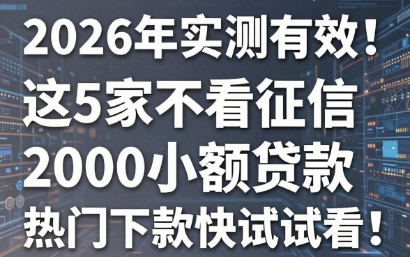 2026年实测有效!这5家不看征信2000小额贷款,热门下款快试试看!