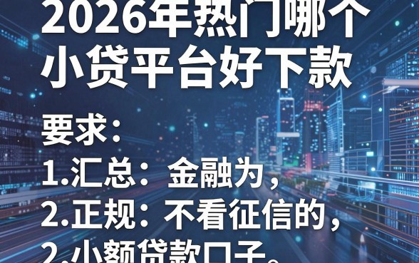 2026年热门哪个小贷平台好下款,汇总五个正规不看征信的小额贷款口子